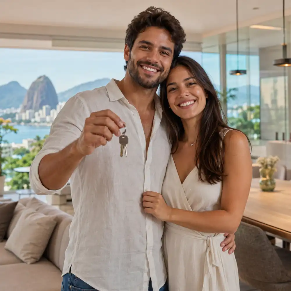 Casal segurando chave